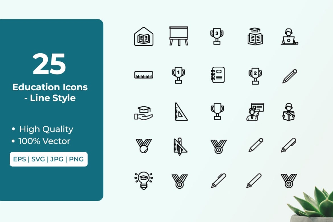 Education Icon Set Line Style Vol 2