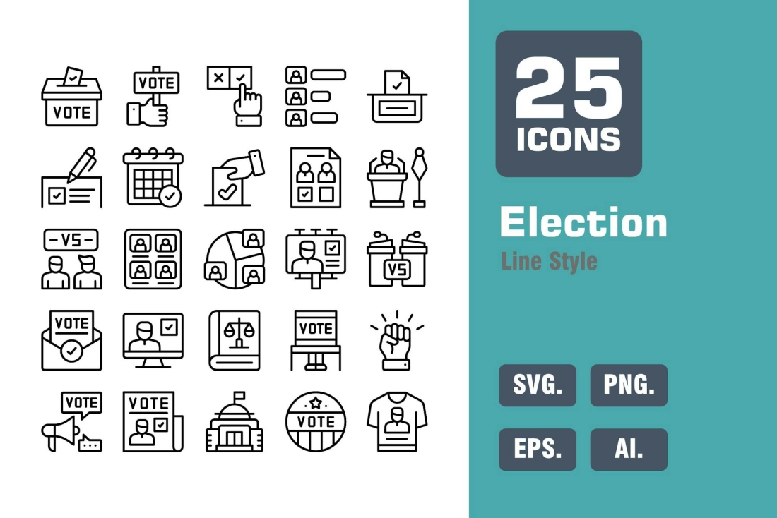 Election Icon Pack in Line Style