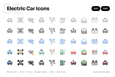 Electric Car Icons