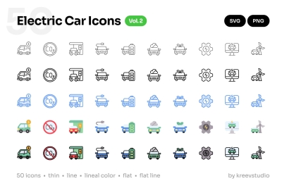 Electric Car Icons Vol. 2