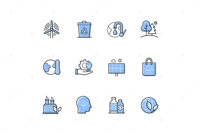 Environment, Ecological Lifestyles Line Icons