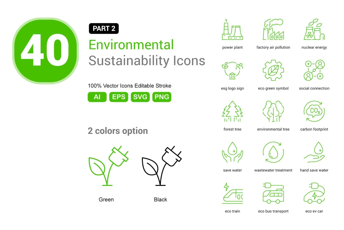 Environmental Sustainability Icons Part 2