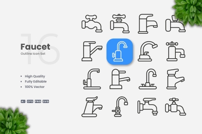 Faucet Outline Icons