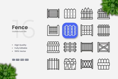 Fence Outline Icons