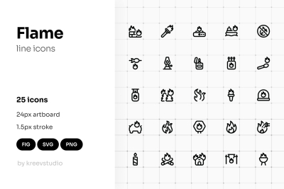 Flame Line UI Icons