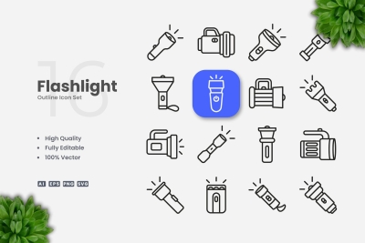 Flashlight Outline Icons
