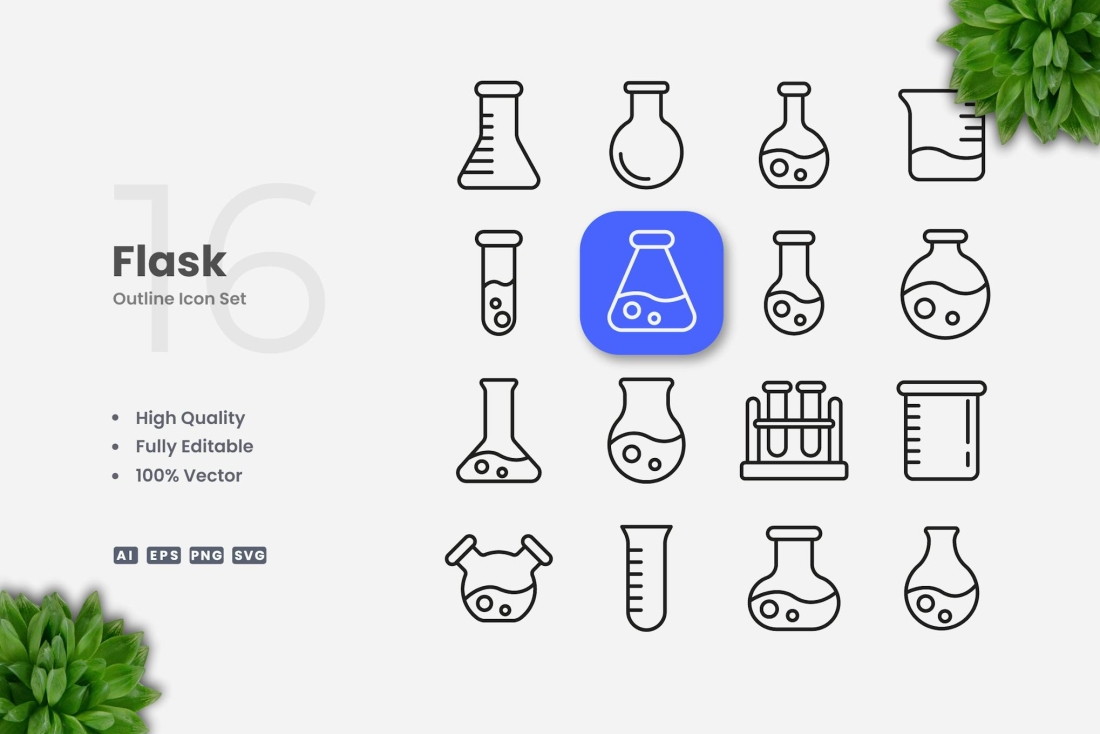Flask Outline Icons