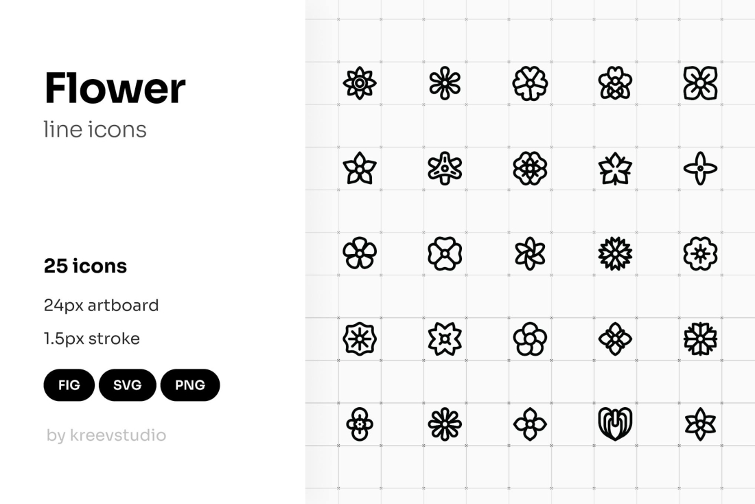 Flower Line UI Icons