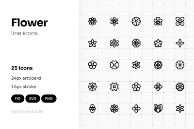Flower Line UI Icons