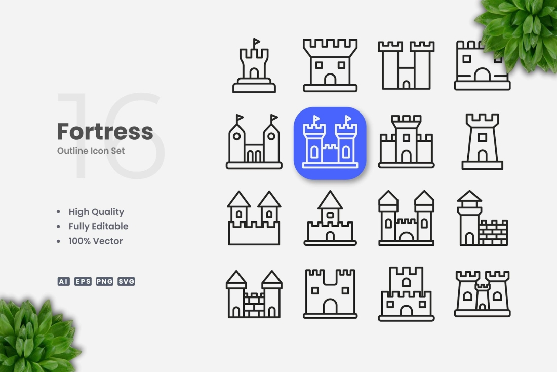 Fortress Outline Icons