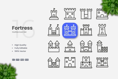 Fortress Outline Icons