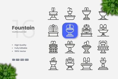 Fountain Outline Icons