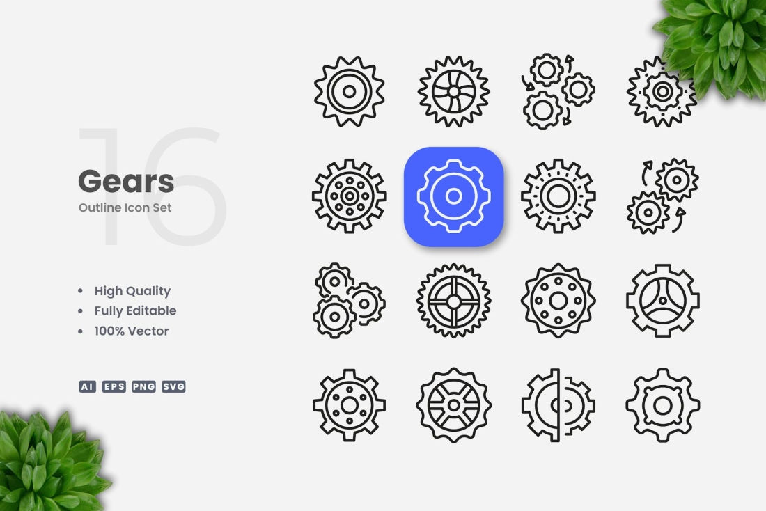 Gears Outline Icons