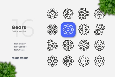 Gears Outline Icons