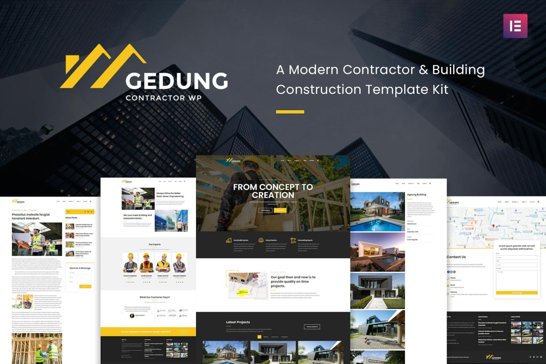 Gedung- Contractor & Building Construction Elementor Template Kit