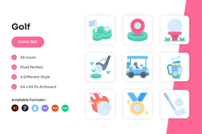 Golf Icons Set