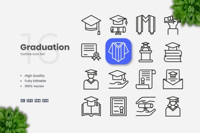 Graduation Outline Icons