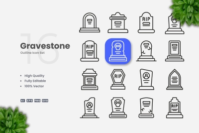 Gravestone Outline Icons