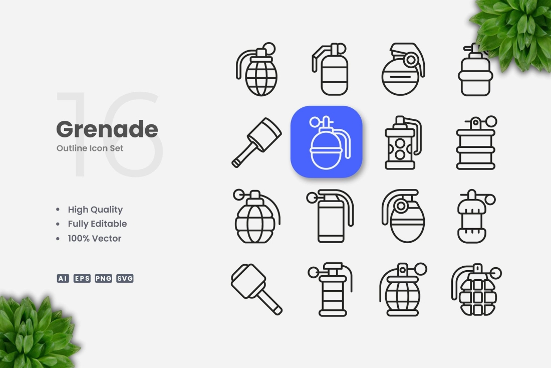 Grenade Outline Icons
