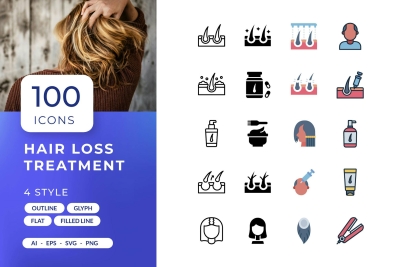 Hair Loss Treatment Icons