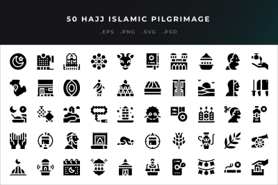 Hajj Islamic Pilgrimage Icons