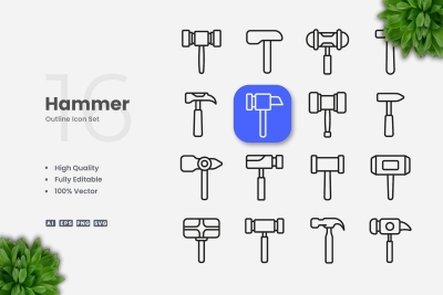 Hammer Outline Icons