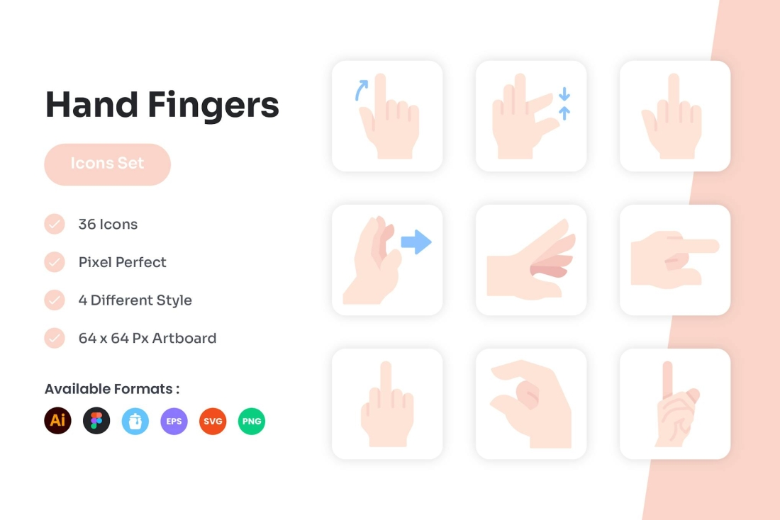 Hand Fingers Icons Set