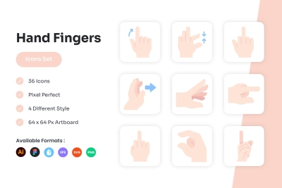 Hand Fingers Icons Set