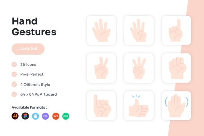 Hand Gestures Icons Set