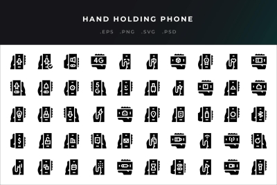 Hand Holding Phone Icons