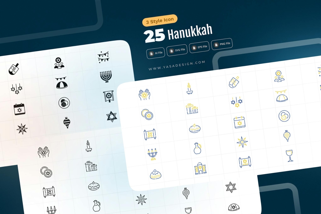Hanukkah Icons set