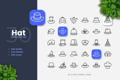 Hat Outline Icons