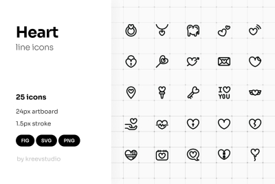 Heart Line UI Icons