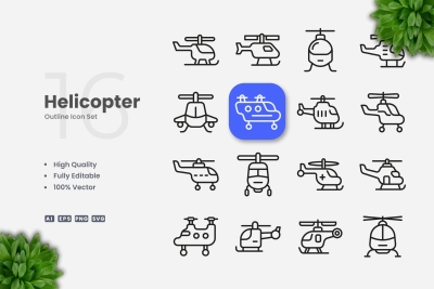 Helicopter Outline Icons
