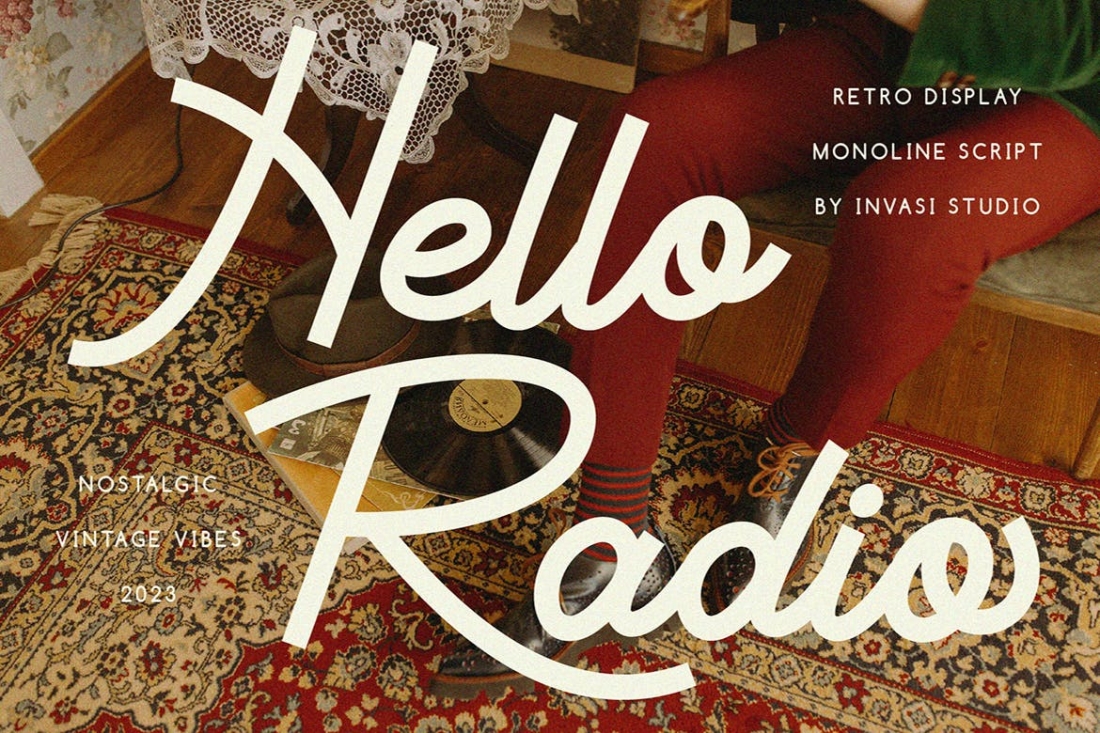 Hello Radio - Vintage Monoline Script