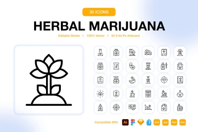 Herbal Marijuana Icons