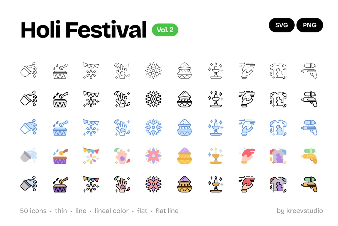 Holi Festival Icons Vol. 2