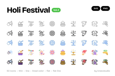 Holi Festival Icons Vol. 2