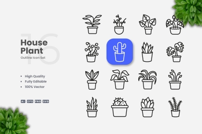 House Plant Outline Icons