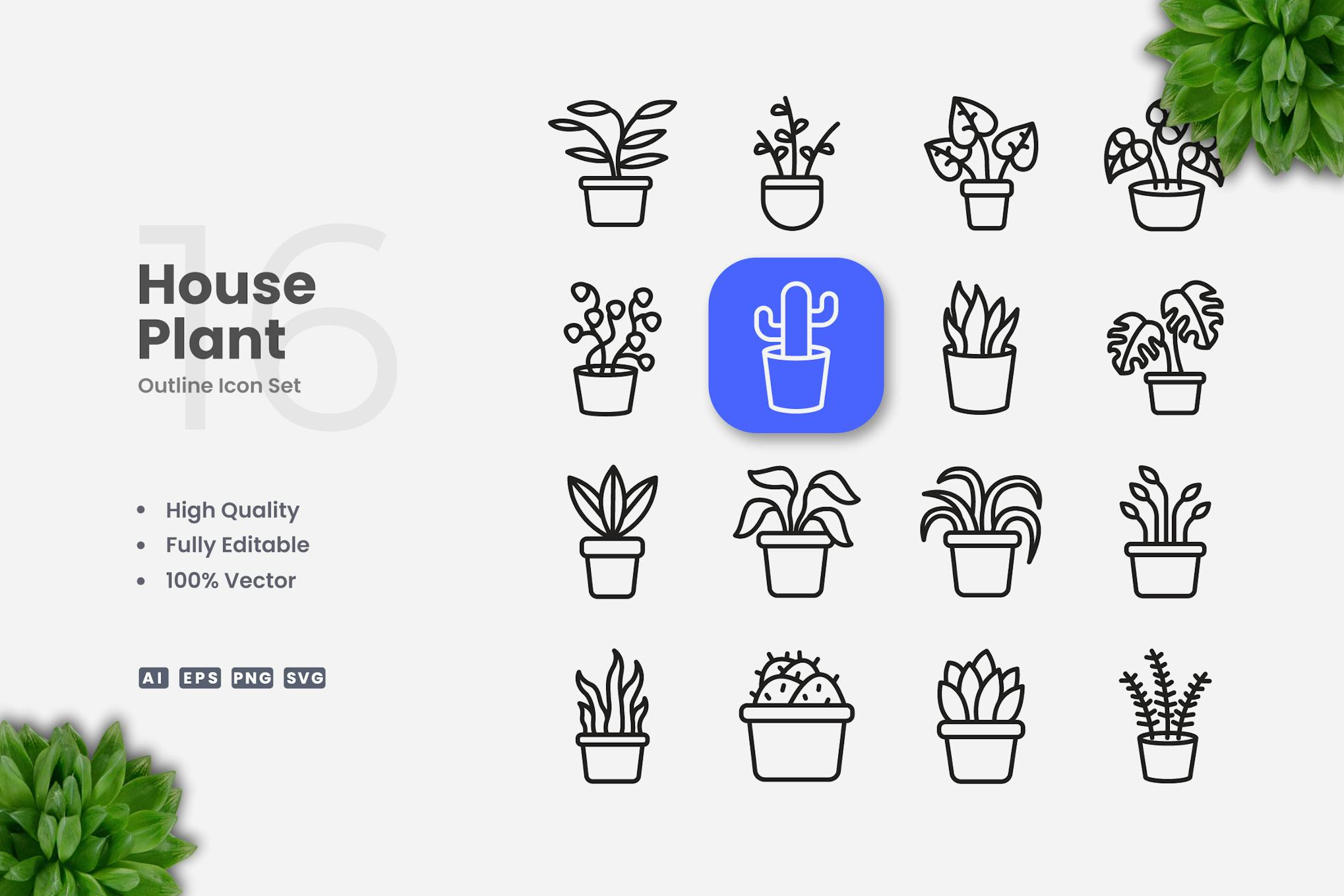 House Plant Outline Icons
