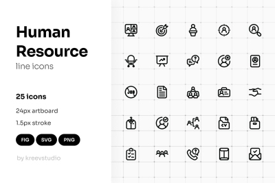 Human Resource Line UI Icons