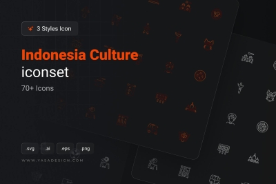 Indonesia Culture Icons Set