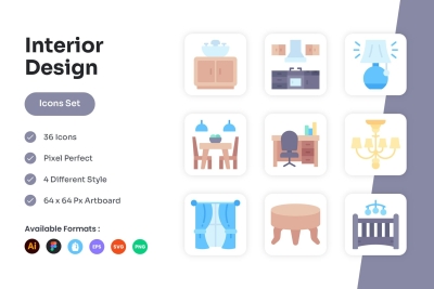 Interior Design Icons Set
