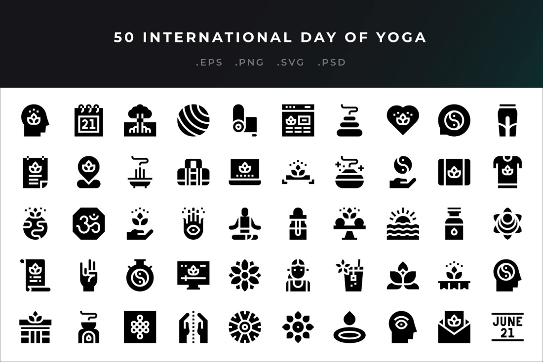International Day Of Yoga Icons