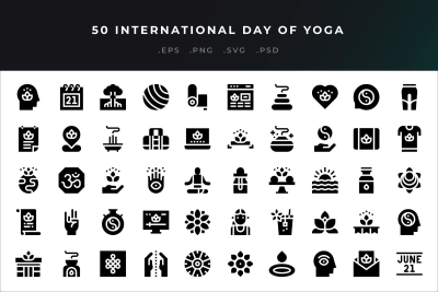 International Day Of Yoga Icons