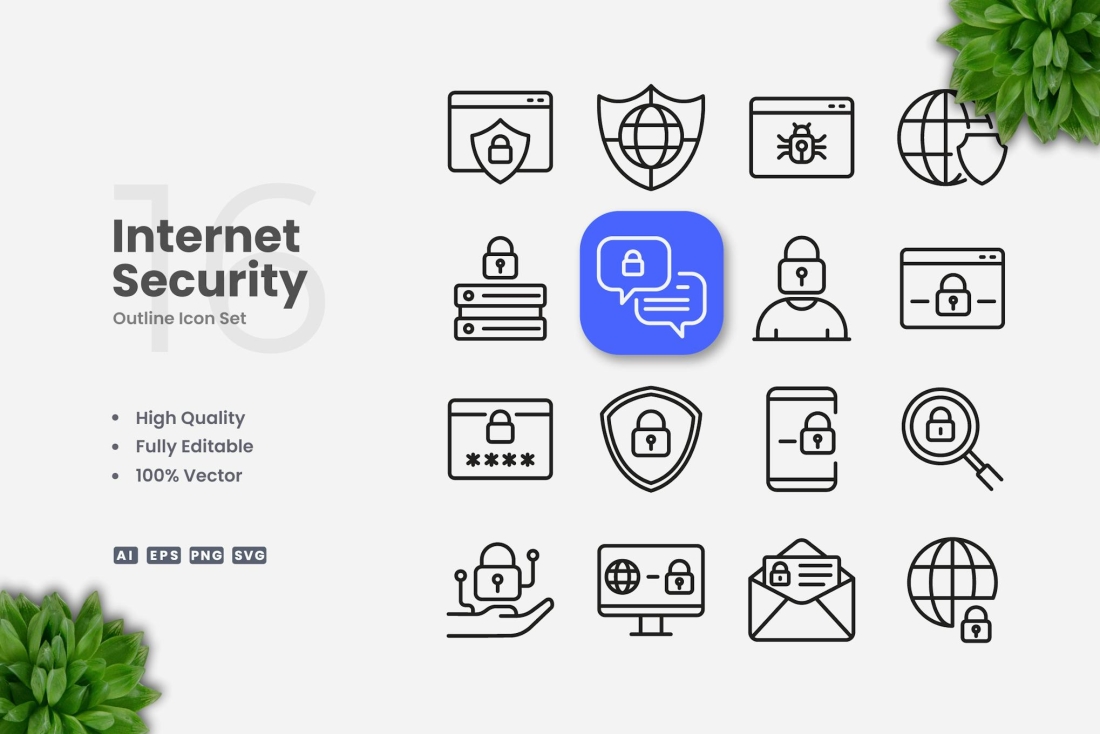 Internet Security Outline Icons