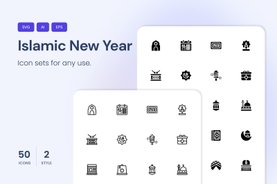 Islamic New Year Icons
