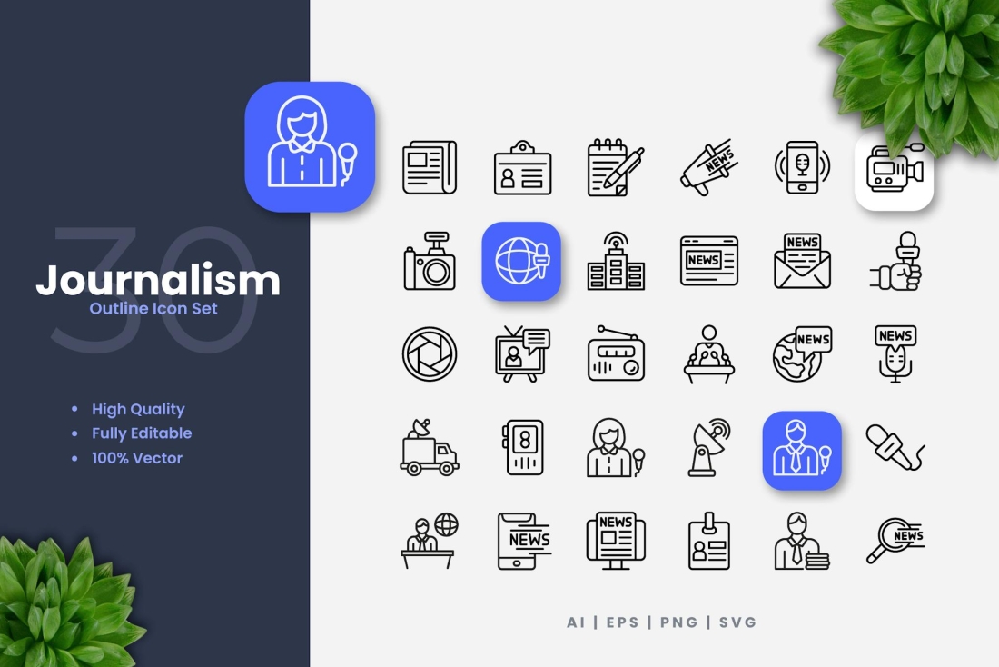 Journalism Outline Icons