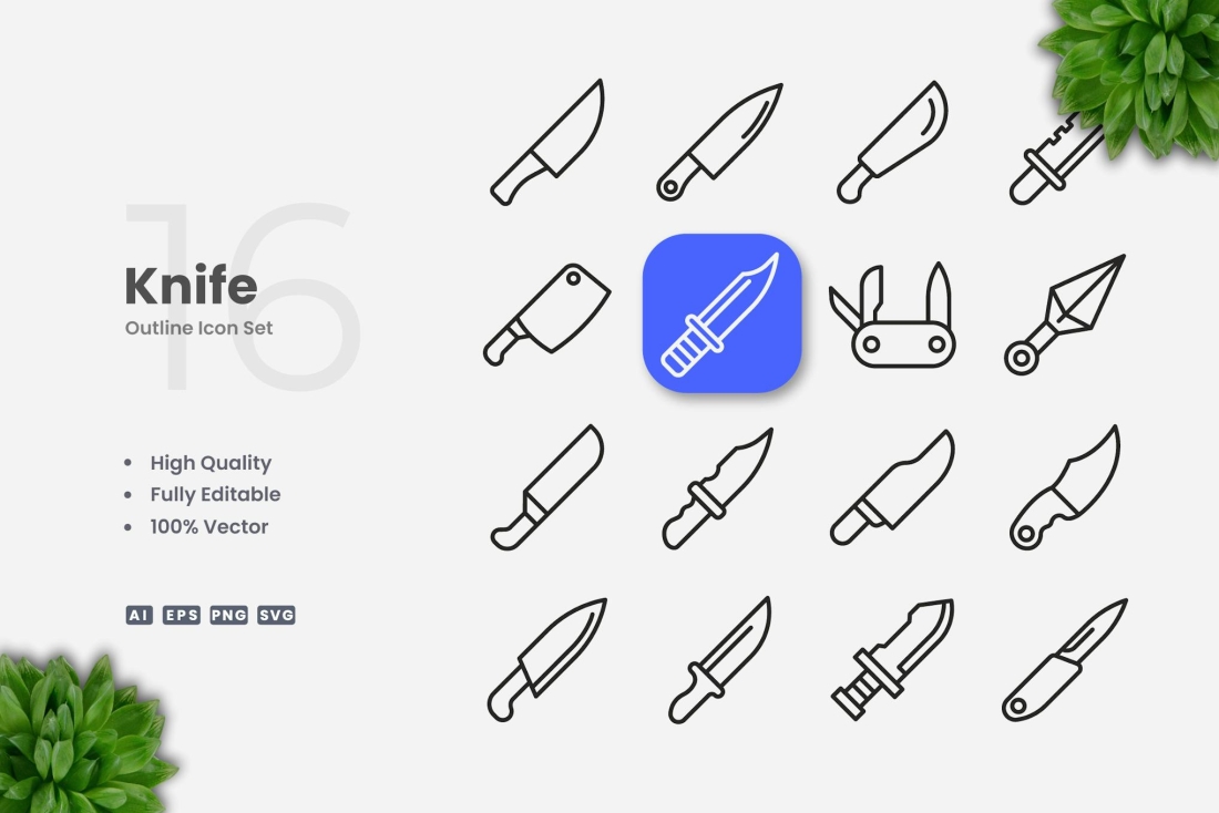 Knife Outline Icons