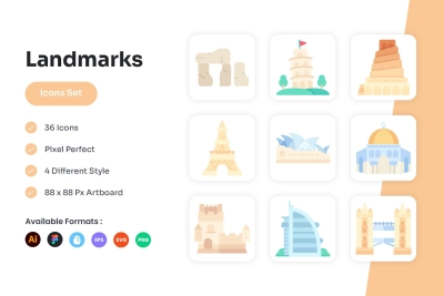 Landmarks Icons Set